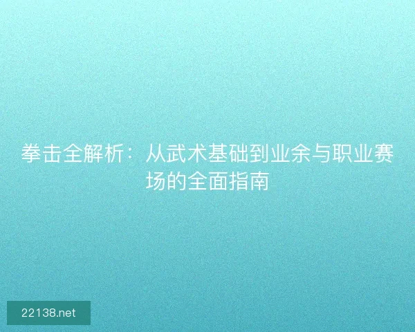 拳击全解析：从武术基础到业余与职业赛场的全面指南